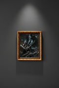 No Dreams Are Perfect antique gold framed art print displayed on a dark charcoal wall with spotlight lighting