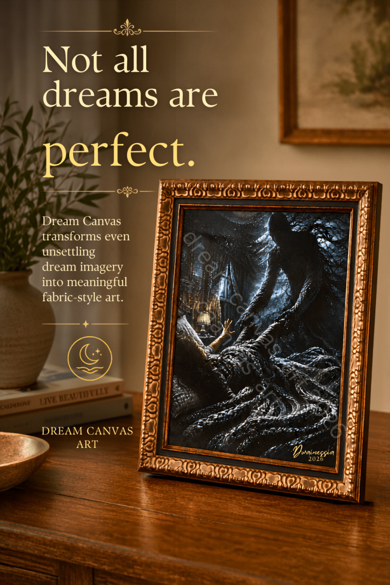 No Dreams Are Perfect framed Dream Canvas artwork displayed in an ornate antique-gold frame
