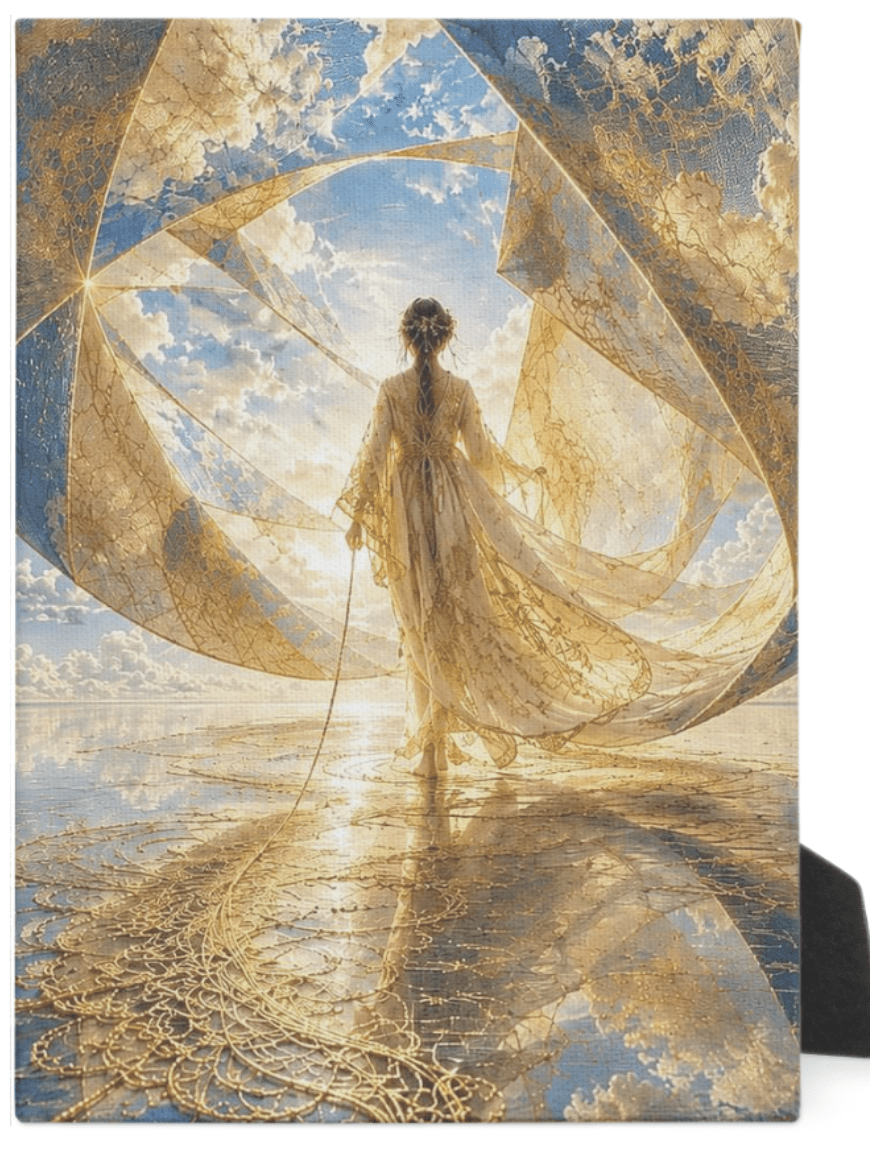 The Golden Veil | 5×7 Canvas — Tabletop or Wall